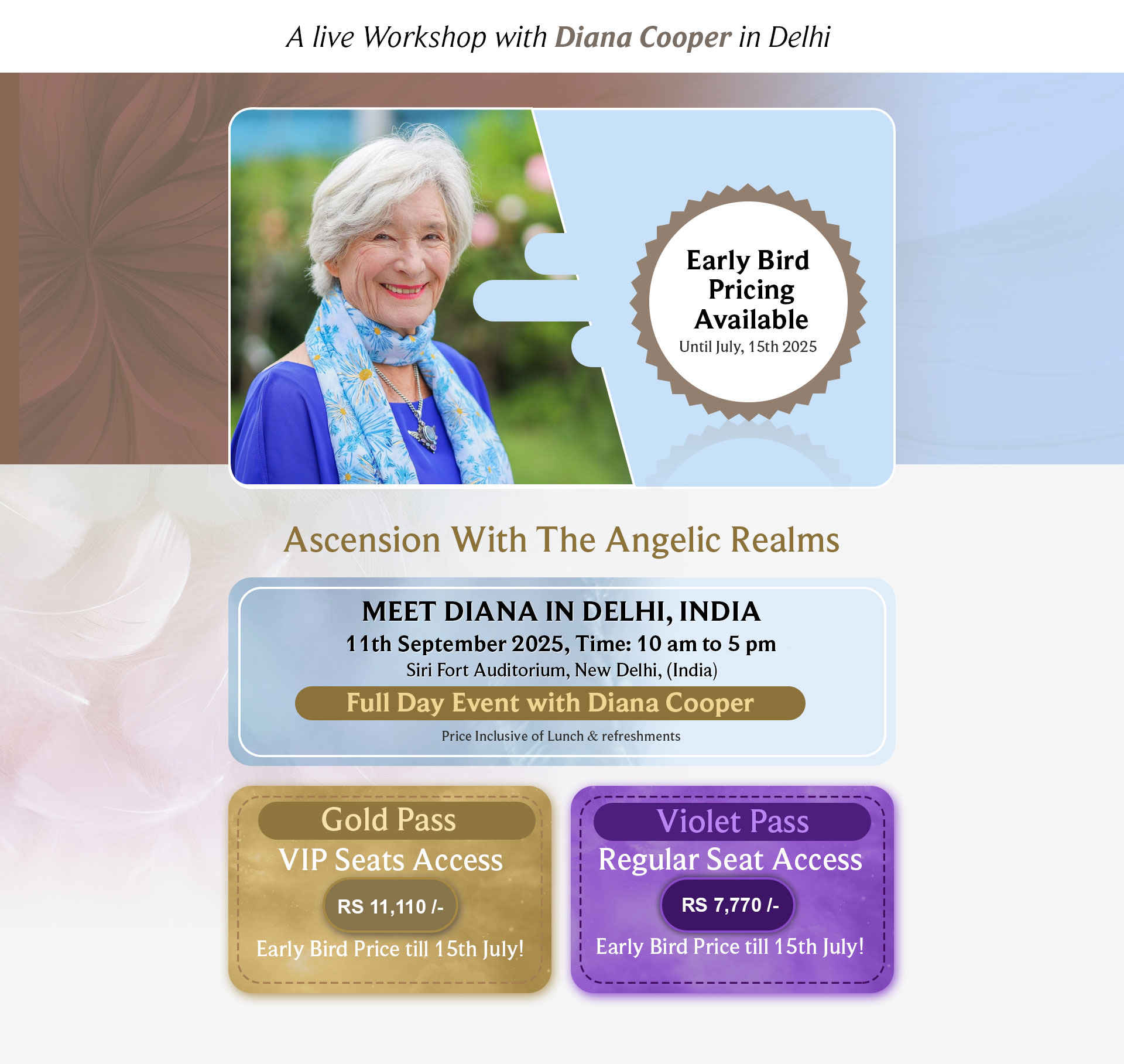 🌟 Ascension With The Angelic Realms — A Live Workshop With Diana Cooper In Delhi TEST 1